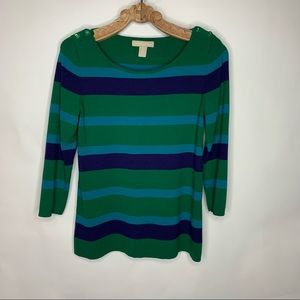 Banana Republic Green Blue Stripe Sweater Small